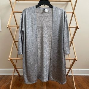 Gray/silver open front cardigan